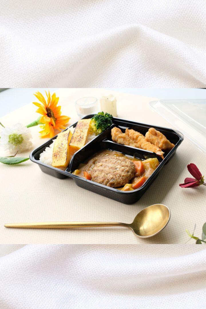 Assorted Japanese Curry Bento (Beef Patty, Deep fried Shrimps, Deep Fried Chicken & Tamagoyaki)