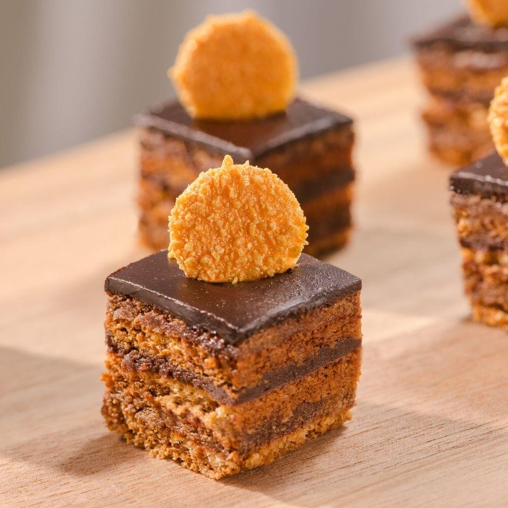 Mini Opera Cake with Golden Chocolate Shards