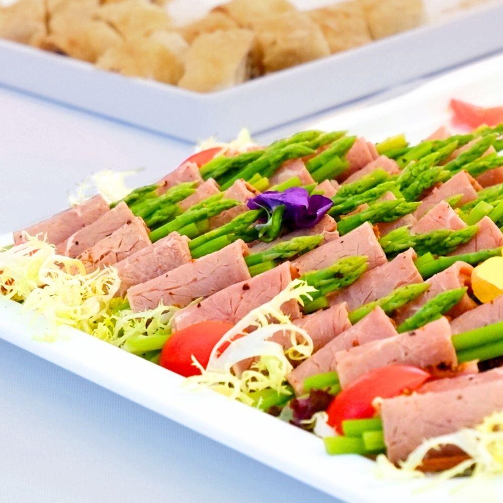 Pastrami, Pickle & Asparagus Roll with Honey Mustard