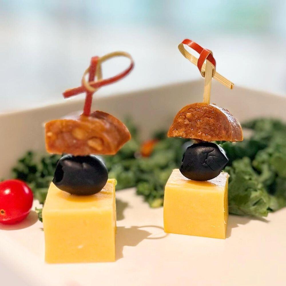 Spicy Chorizo, Black Olive & Cheddar Cheese Skewer