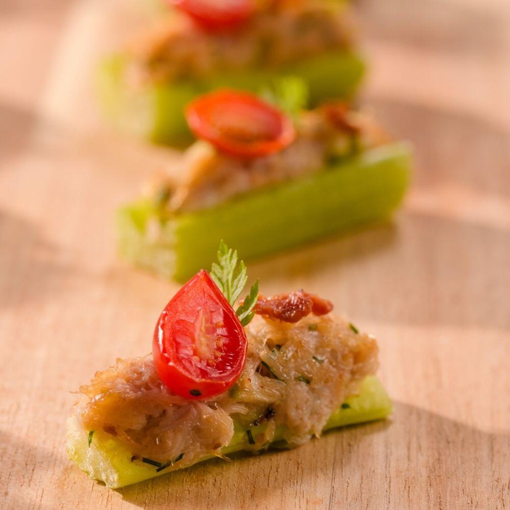 Crab-Stuffed Celery Logs