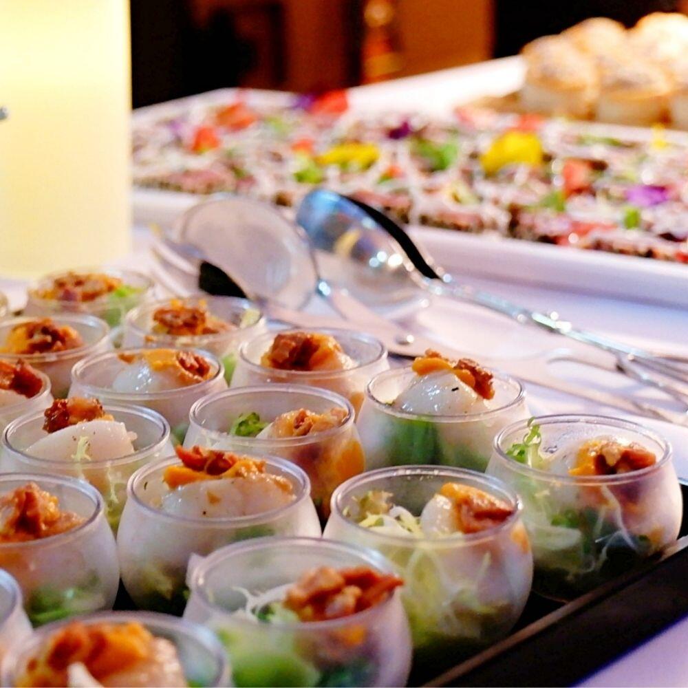 Seared Hokkaido Sashimi Scallop with Carrot Puree & Bacon Bits