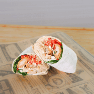 Deep-fried Chicken, Bell Pepper & Hummus Wrap